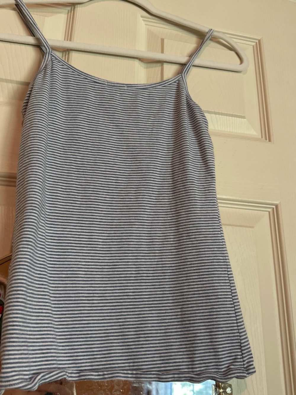 John Galt Blue & White Striped Tee with Label Detail